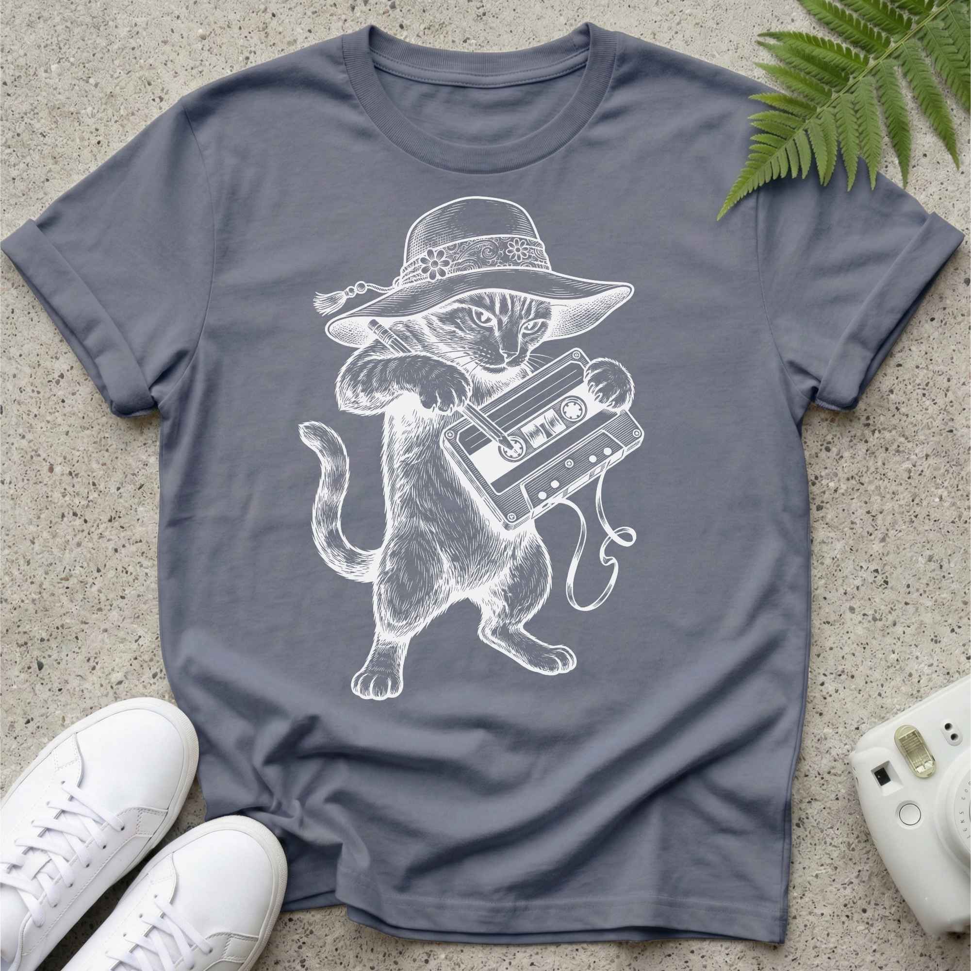 Cassette Struggles Cat W  T-shirt