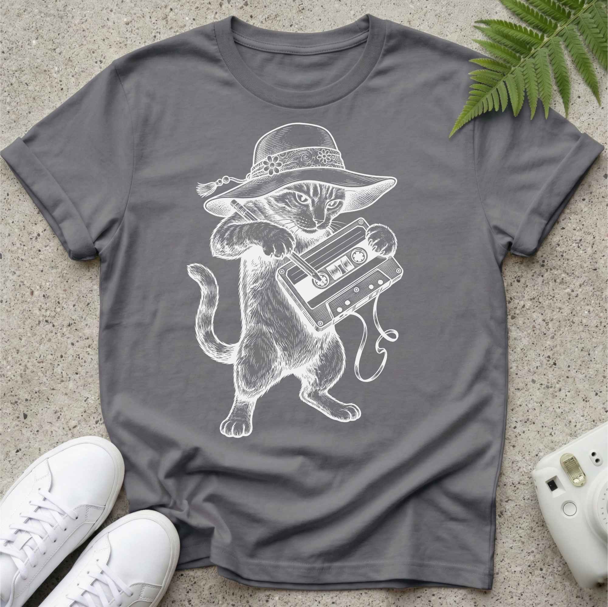 Cassette Struggles Cat W  T-shirt