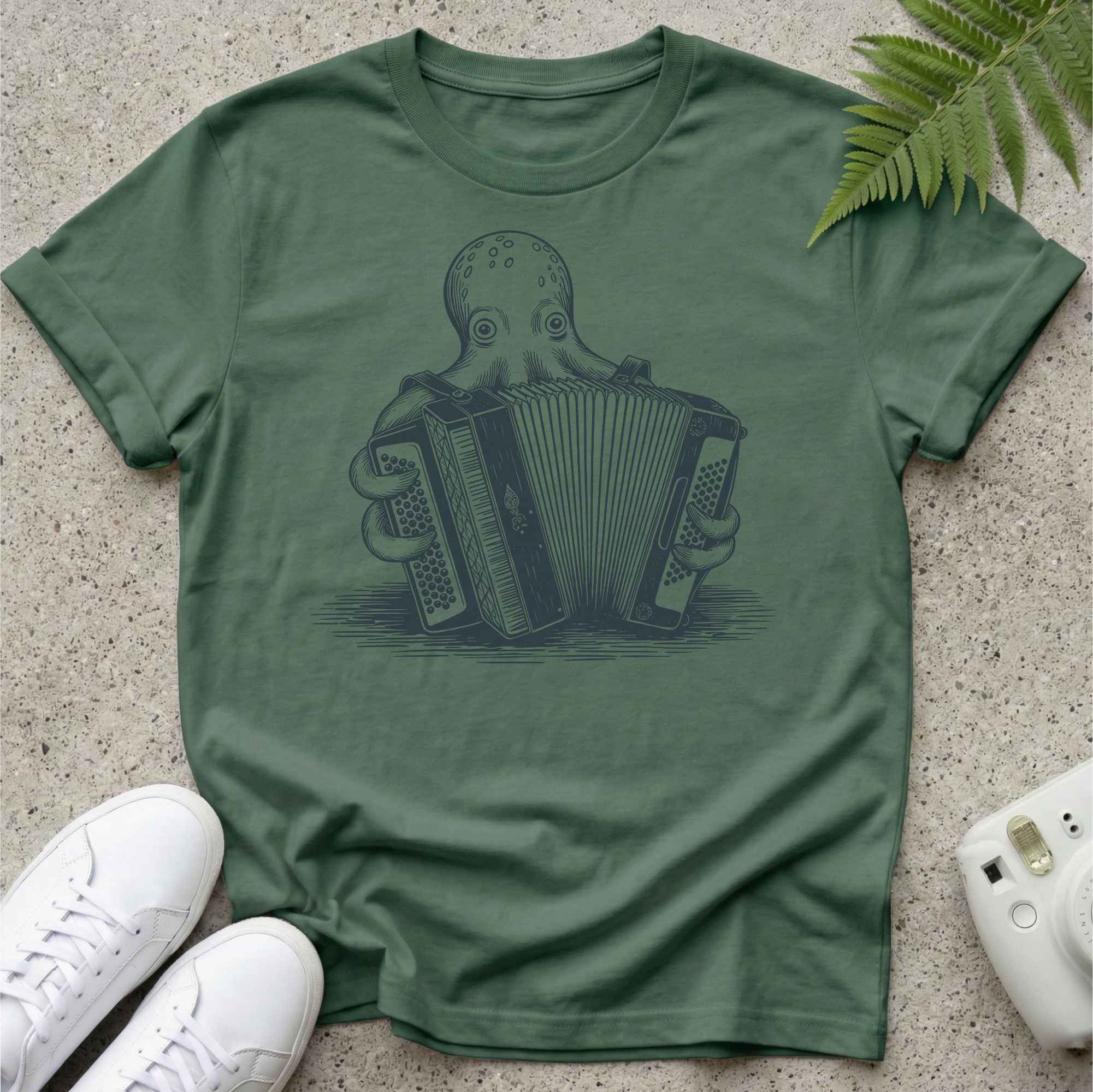 Octopus Hiding Accordion T-shirt