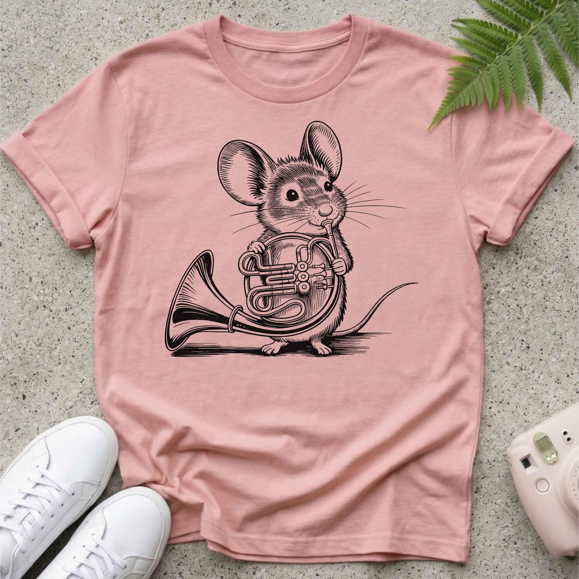 Cute Mouse On the Horn T-shirt