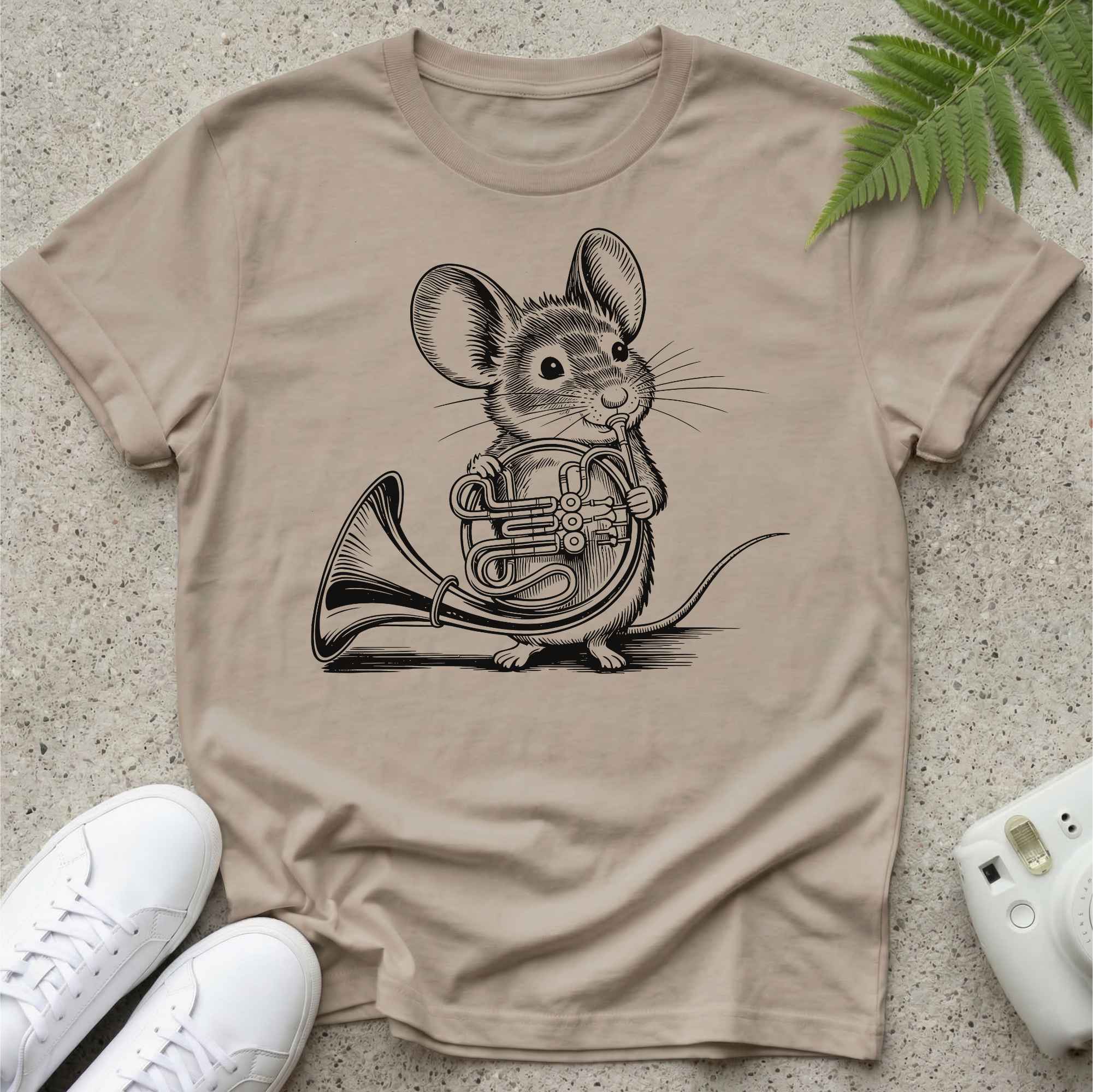 Cute Mouse On the Horn T-shirt