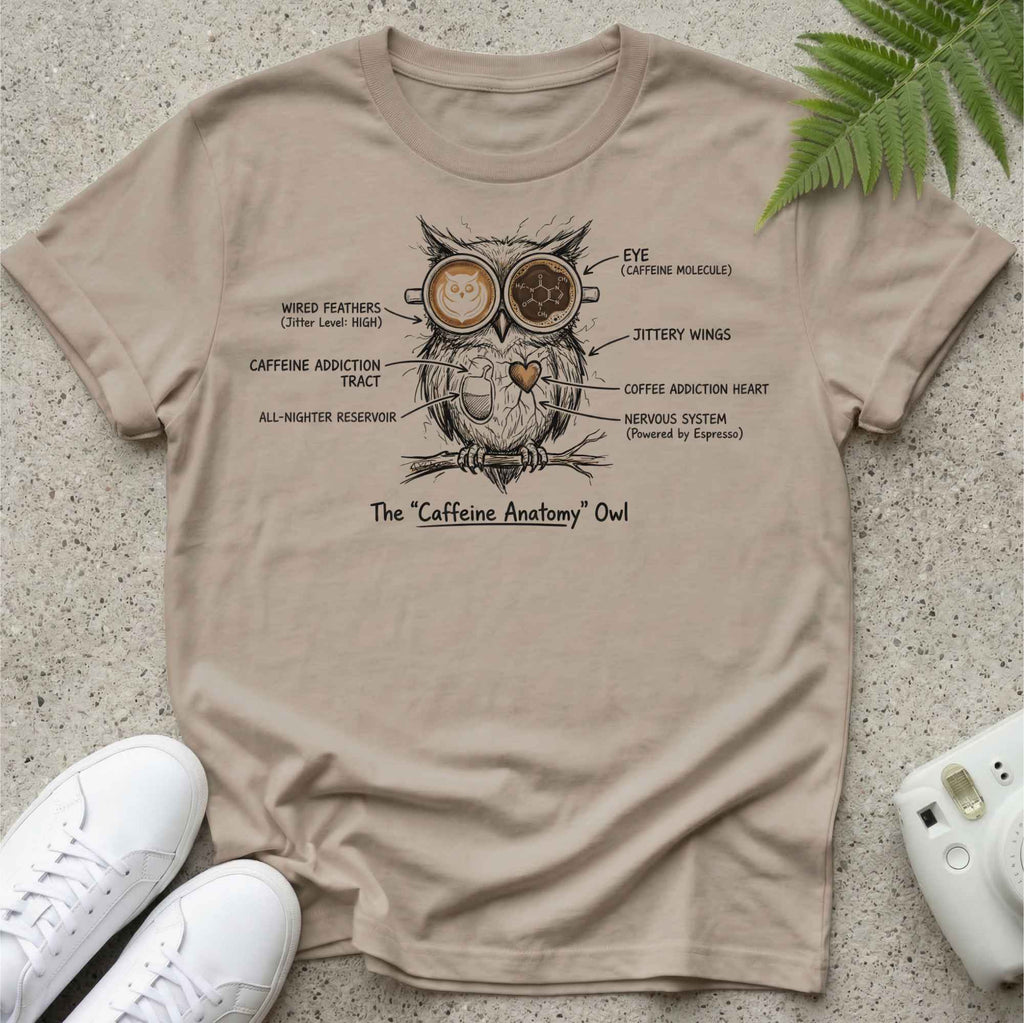 Caffeine Anatomy Owl T-shirt