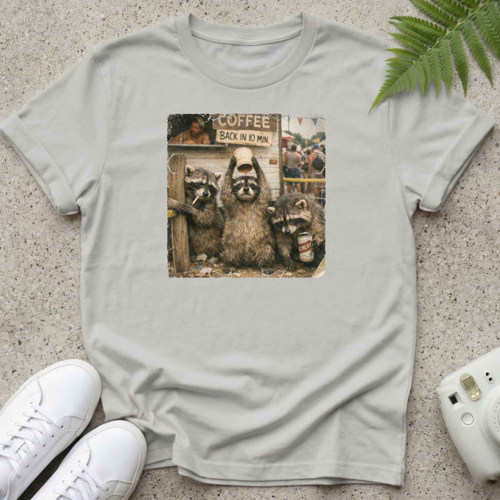 Coffee Struggles Raccoon T-shirt