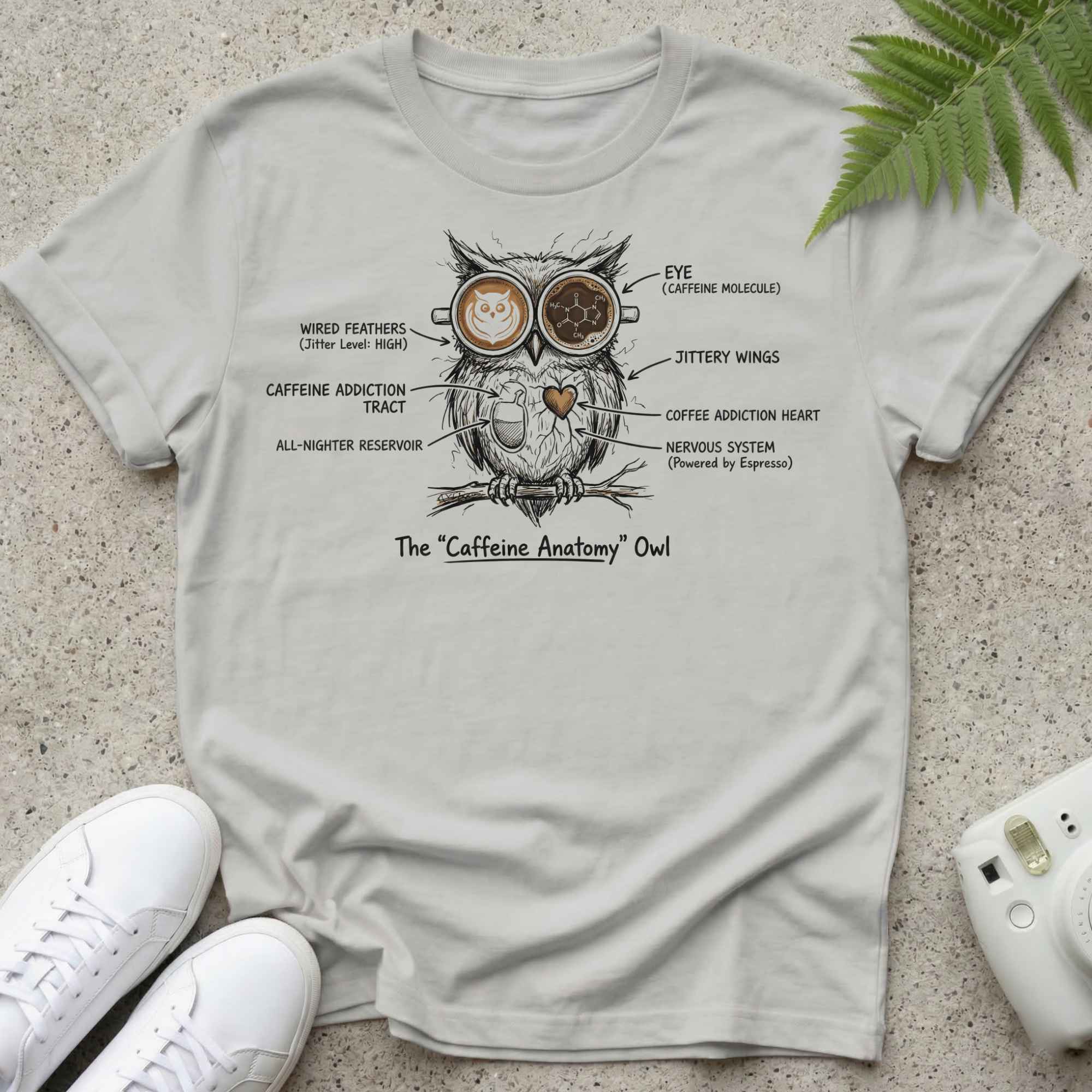 Caffeine Anatomy Owl T-shirt