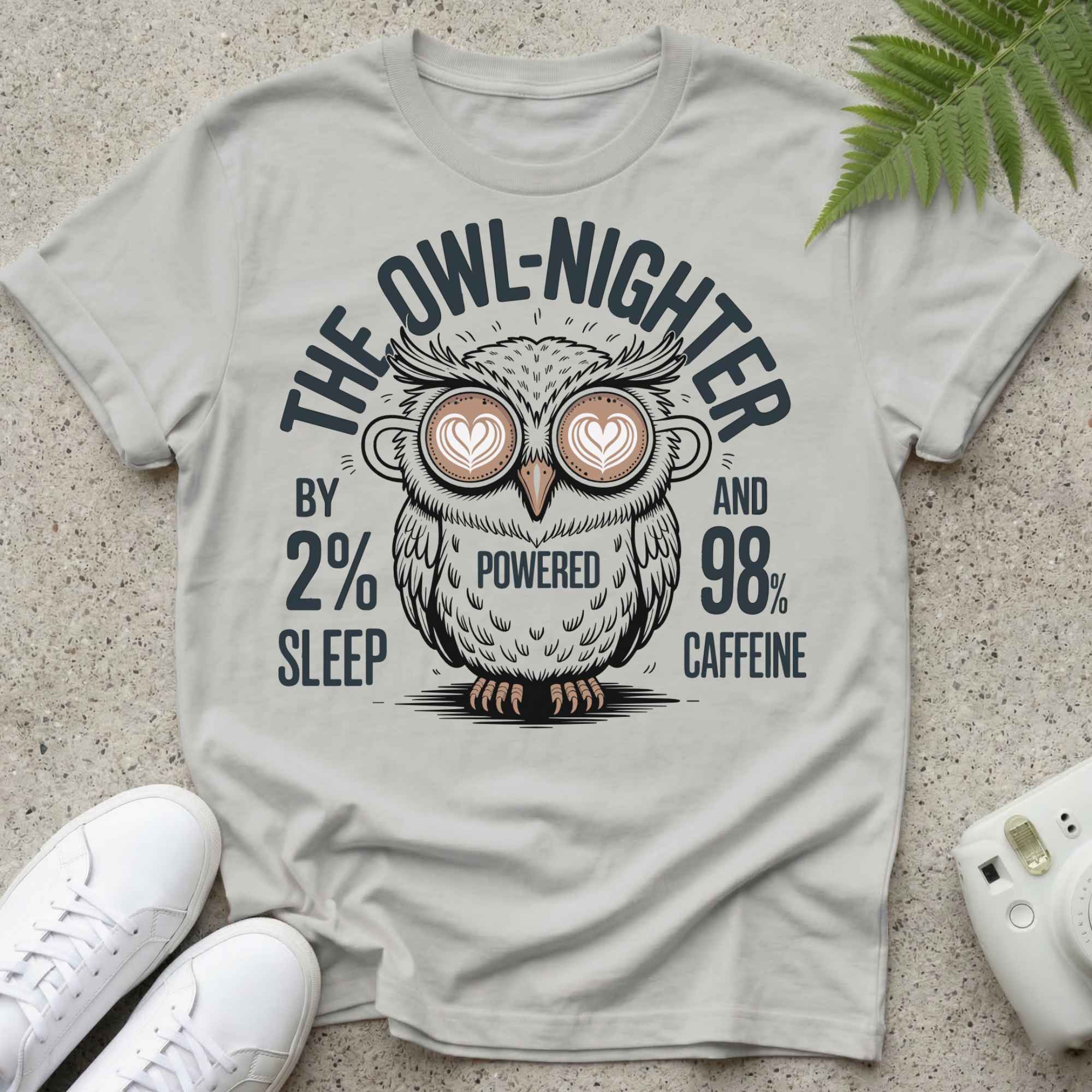 Powered By 98% Caffeine Owl T-shirt