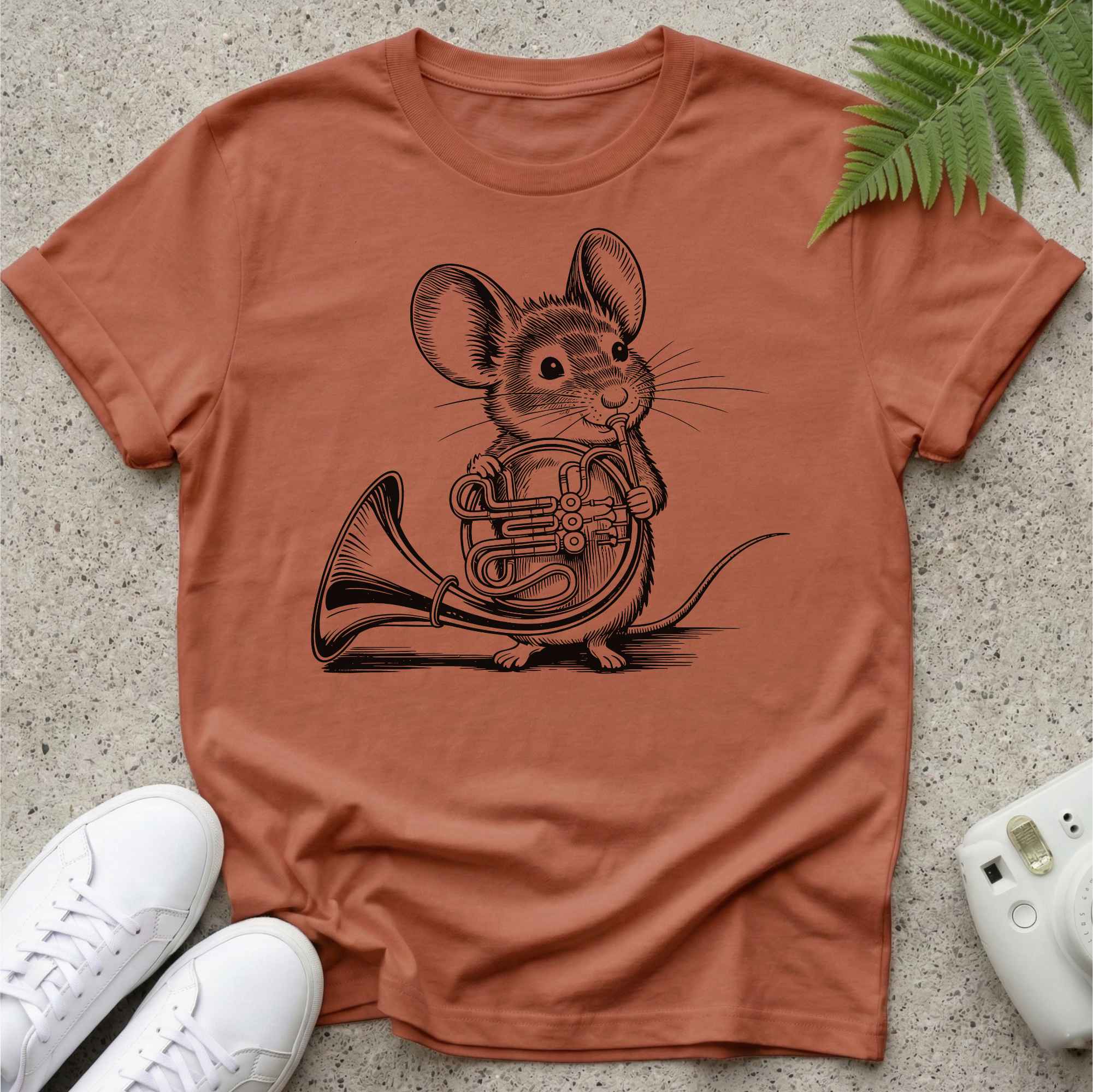 Cute Mouse On the Horn T-shirt