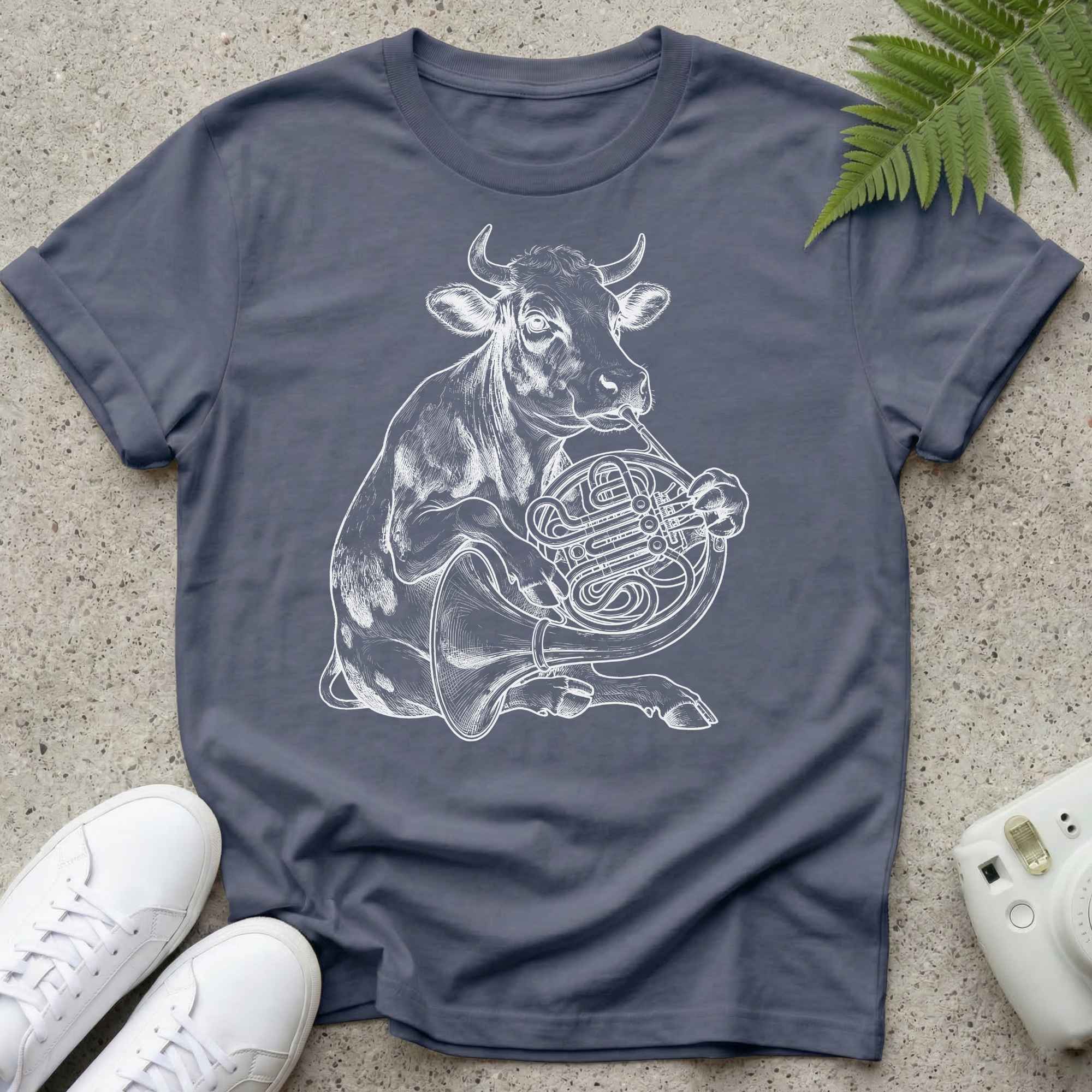 Cow Casually Playing Horn T-shirt