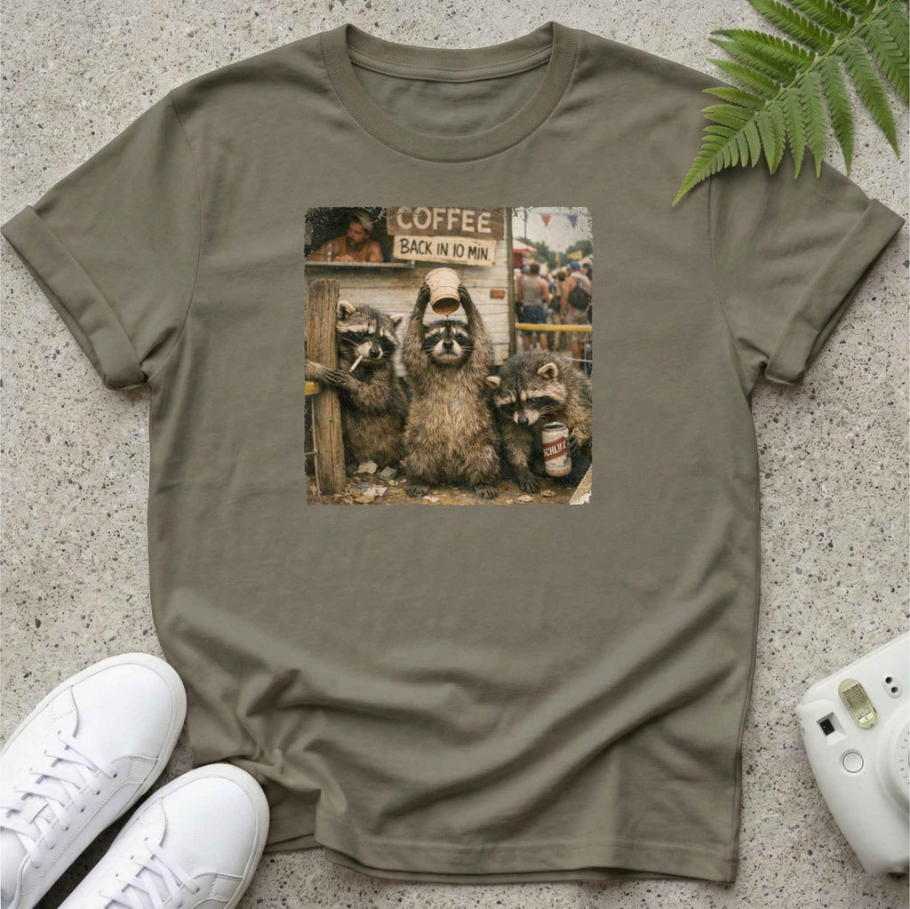 Coffee Struggles Raccoon T-shirt