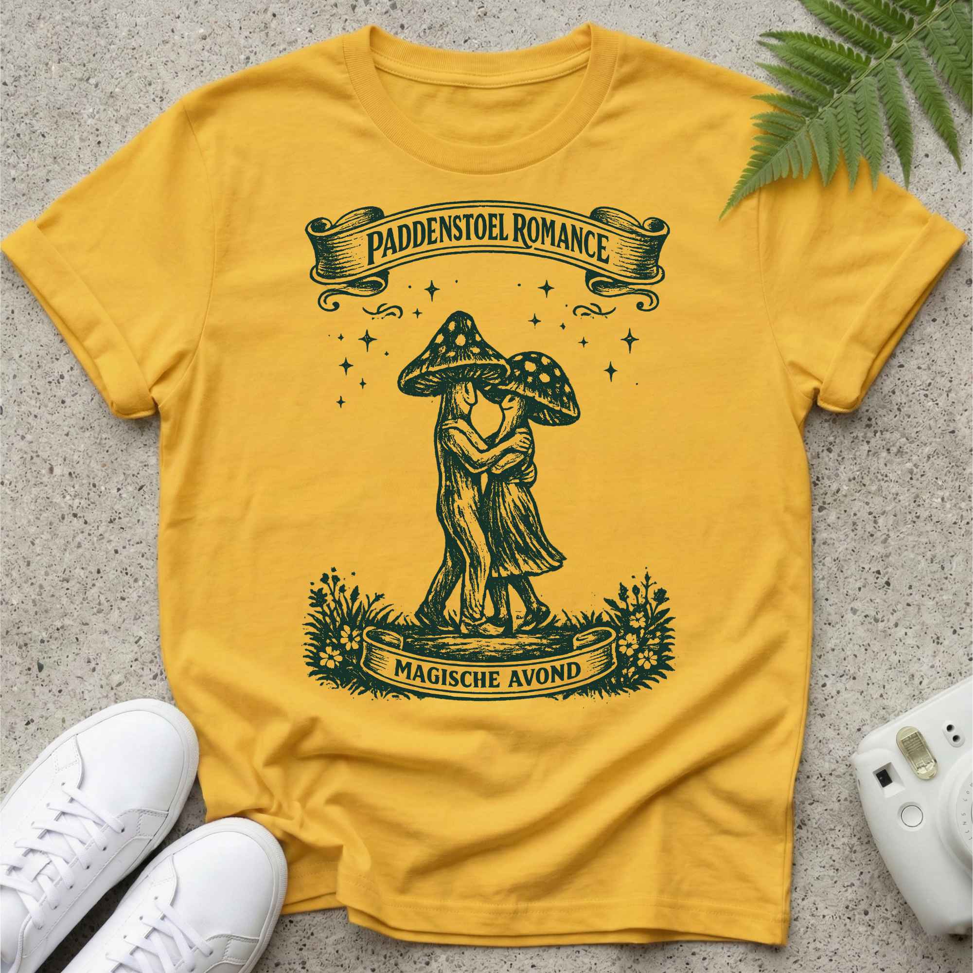 Paddenstoel Romance T-shirt Zwart