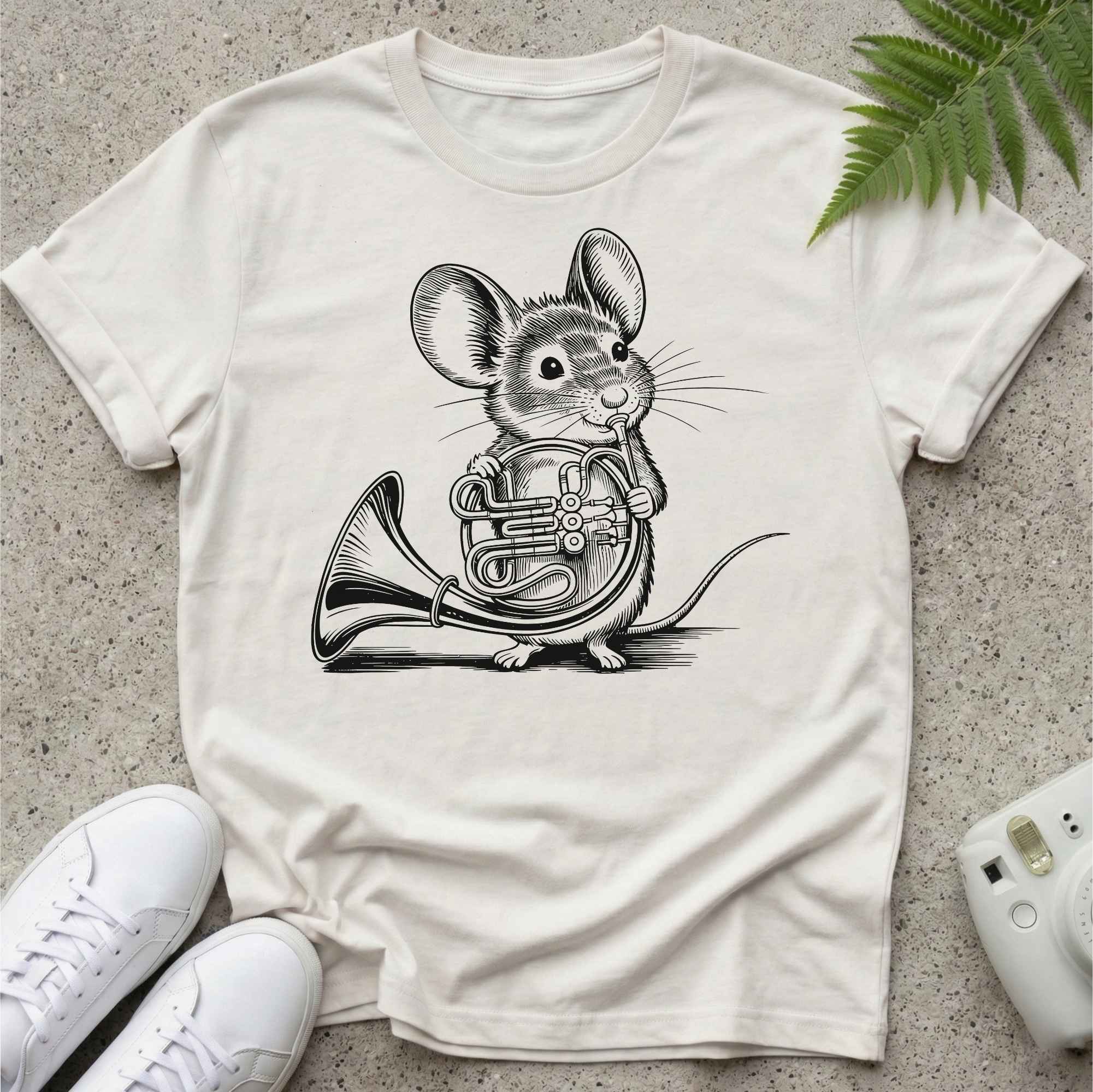 Cute Mouse On the Horn T-shirt