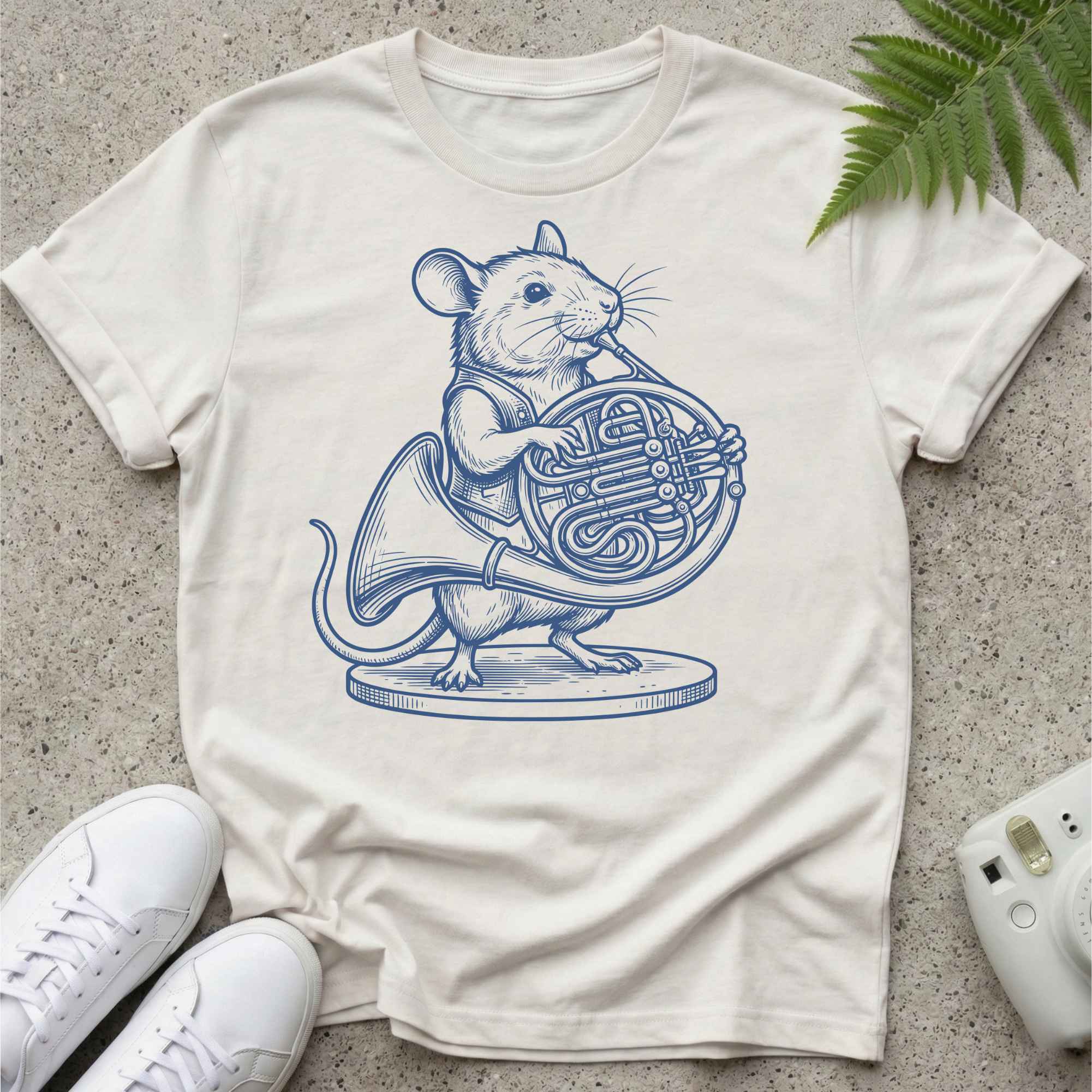 Mouse Blowing the Horn Blue T-shirt