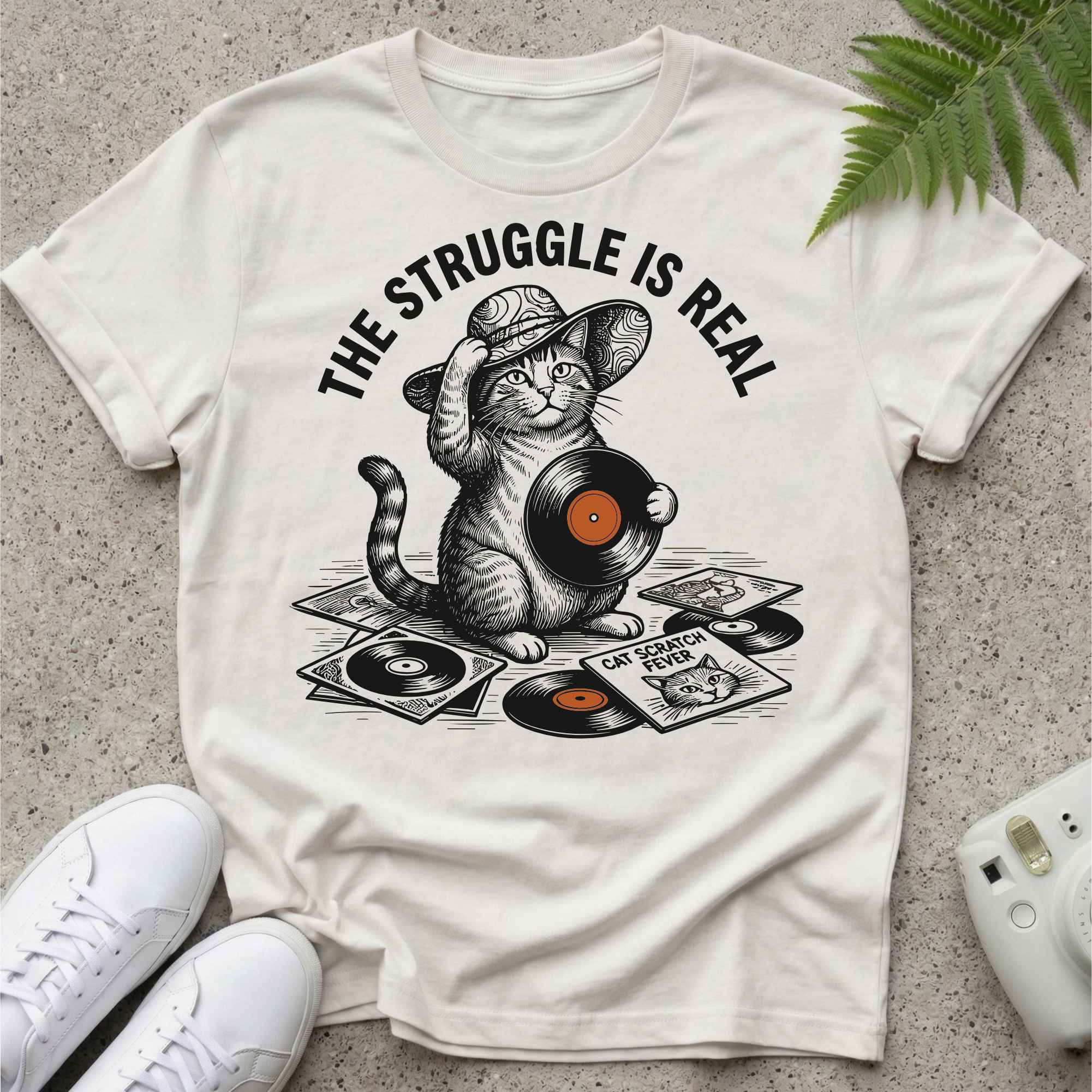 Selecting Record Struggle Cat T-shirt